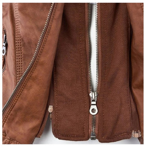 Drune Lederjacke Mit Kapuze Für Damen | Perfekt Für Lässige Tage