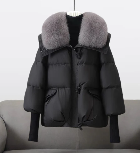 Drune | Stilvolle Winter Chic Gewatteete Jacke mit Pelzkragen für Frauen