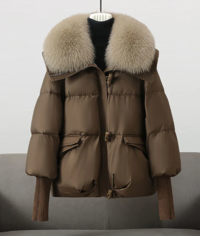 Drune | Stilvolle Winter Chic Gewatteete Jacke mit Pelzkragen für Frauen