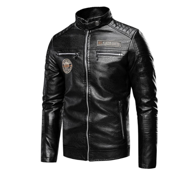 Drune | herren lederjacke mit patches