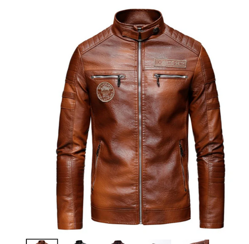 Drune | herren lederjacke mit patches