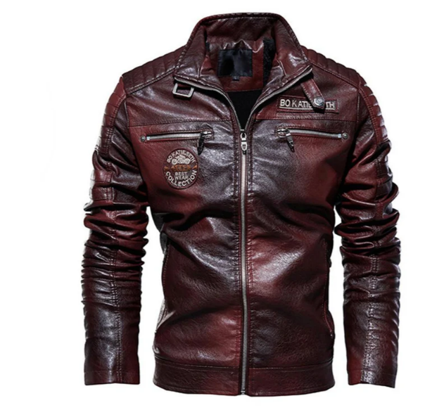 Drune | herren lederjacke mit patches
