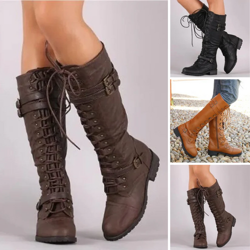 Drune | Retro-Schnürstiefel mit Schnalle