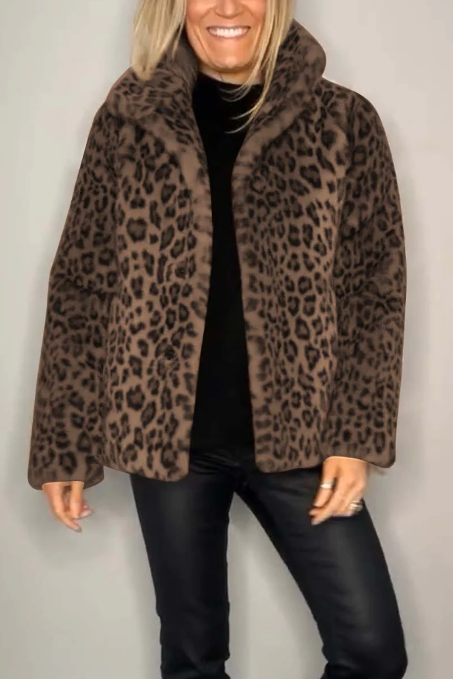 Drune | Klassieke Dames Winterjas Met Luipaardprint