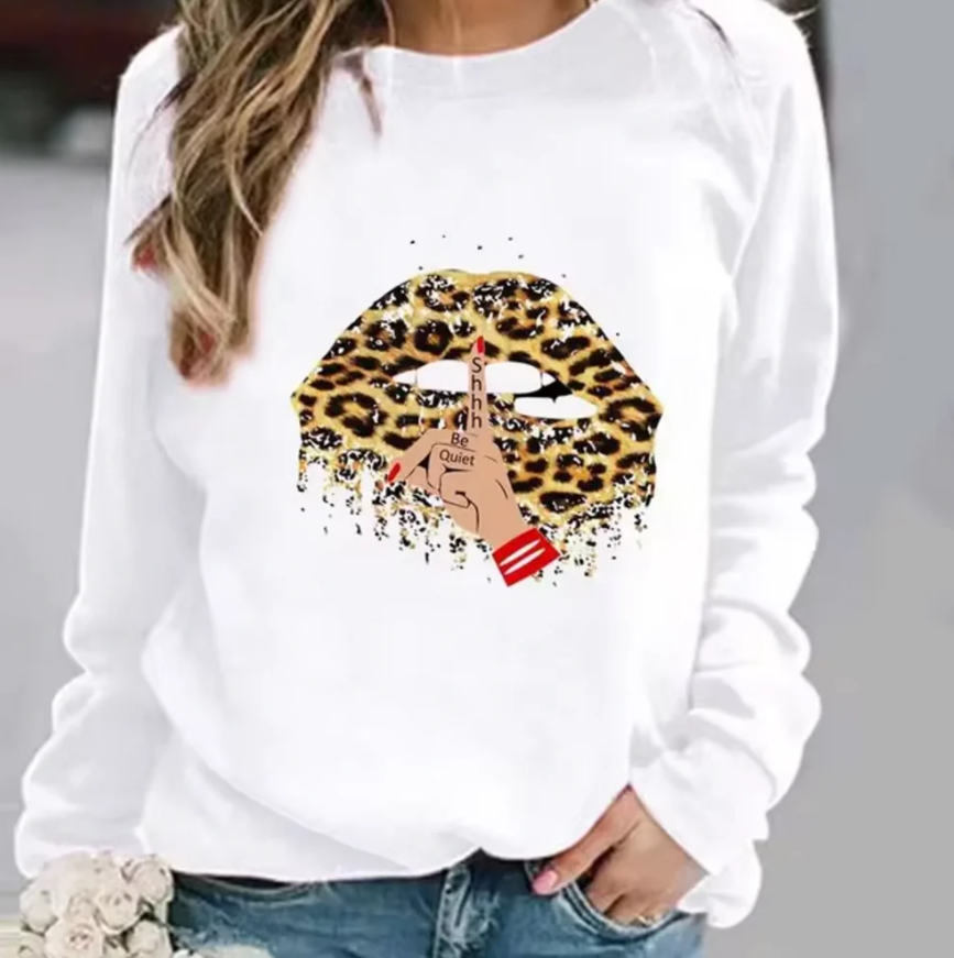 Drune | baumwollpullover mit lippendruck