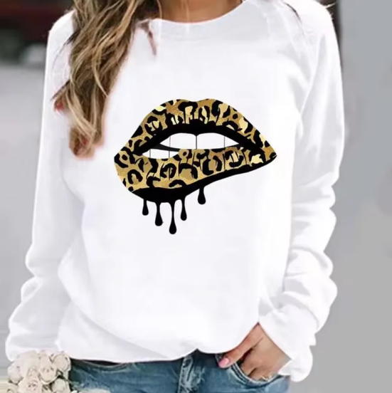 Drune | baumwollpullover mit lippendruck