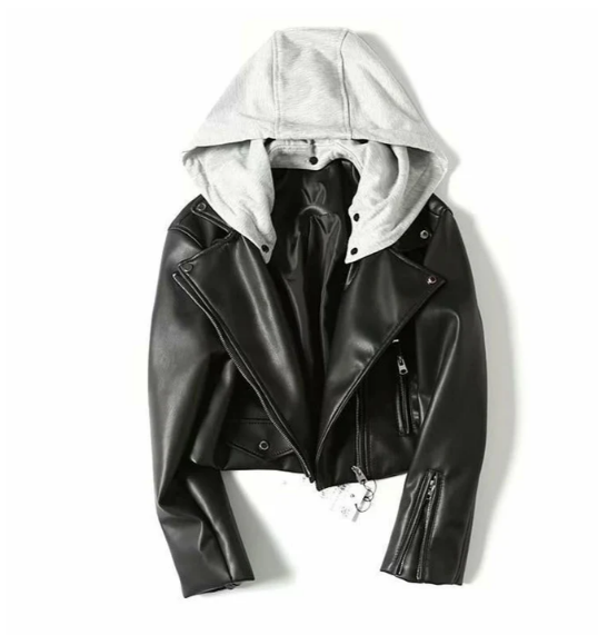 Drune | damen lederjacke mit kapuze