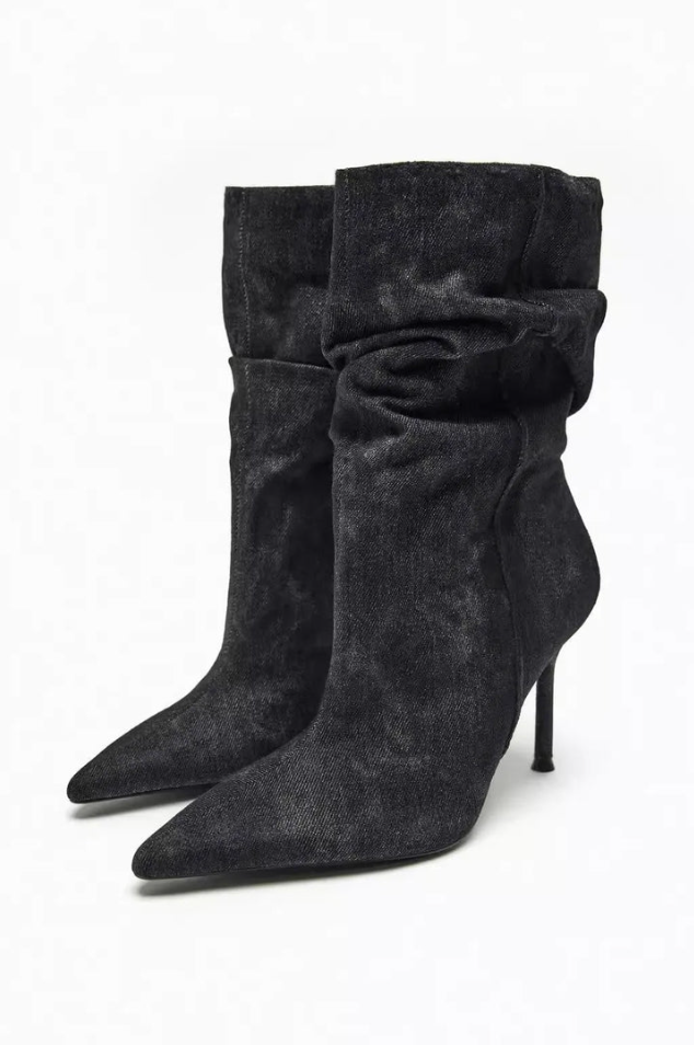 Drune | elyce denim-stiefel mit hohem absatz für damen