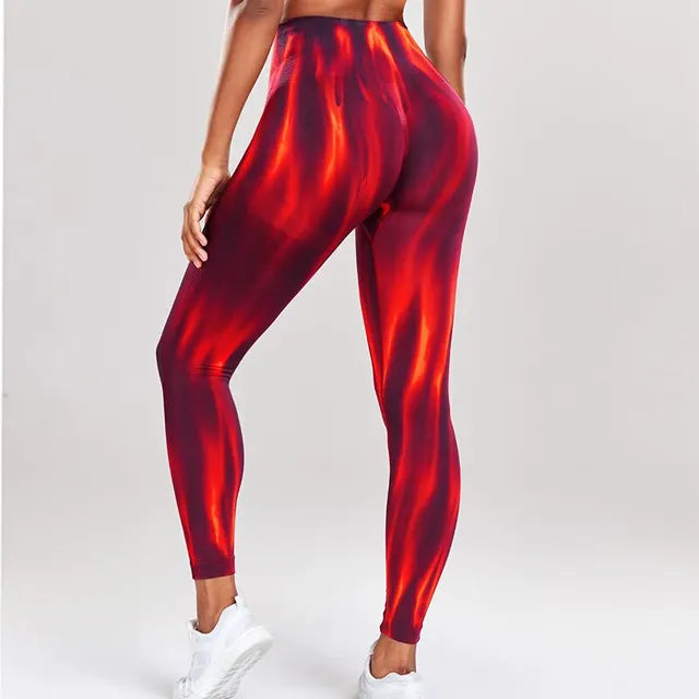 Drune | High Waist Leggings mit Wellenmuster - Perfekt für Freizeitaktivitäten für Damen
