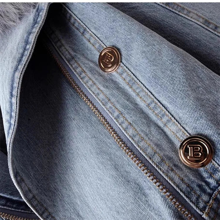 Drune | Jeansjacke mit Kunstfellkragen