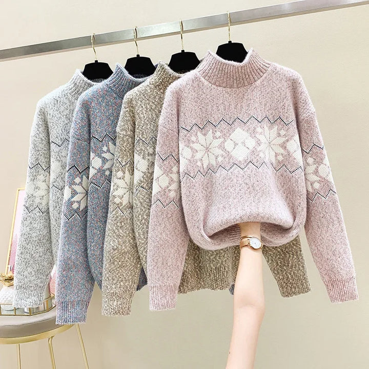 Drune - Hässlicher Weihnachtspulli - Gemütlicher Schneeflocken-Turtleneck