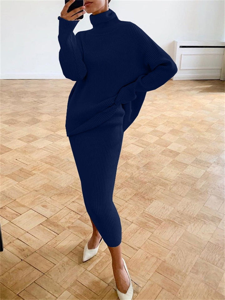 Drune | Schickes Herbst Strick Zweiteiliges Slim Fit Set für Frauen