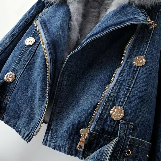 Drune | Jeansjacke mit Kunstfellkragen