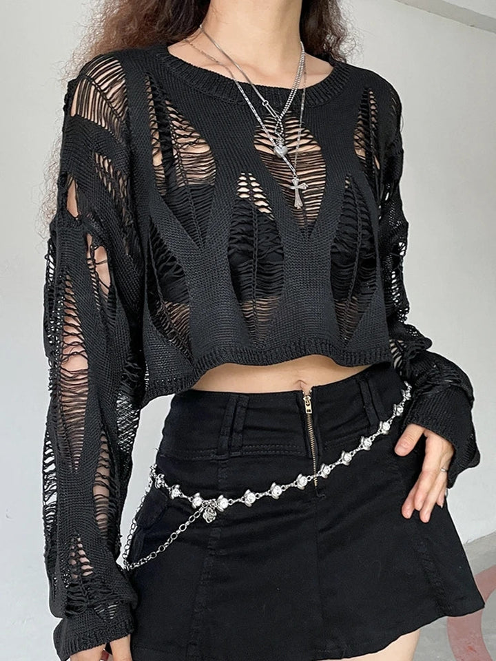 Drune - Durchbrochene Strickbluse mit Sonnenschutz