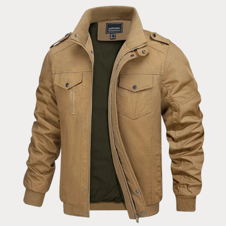 Drune | Retro Reißverschlussjacke in Armeegrün