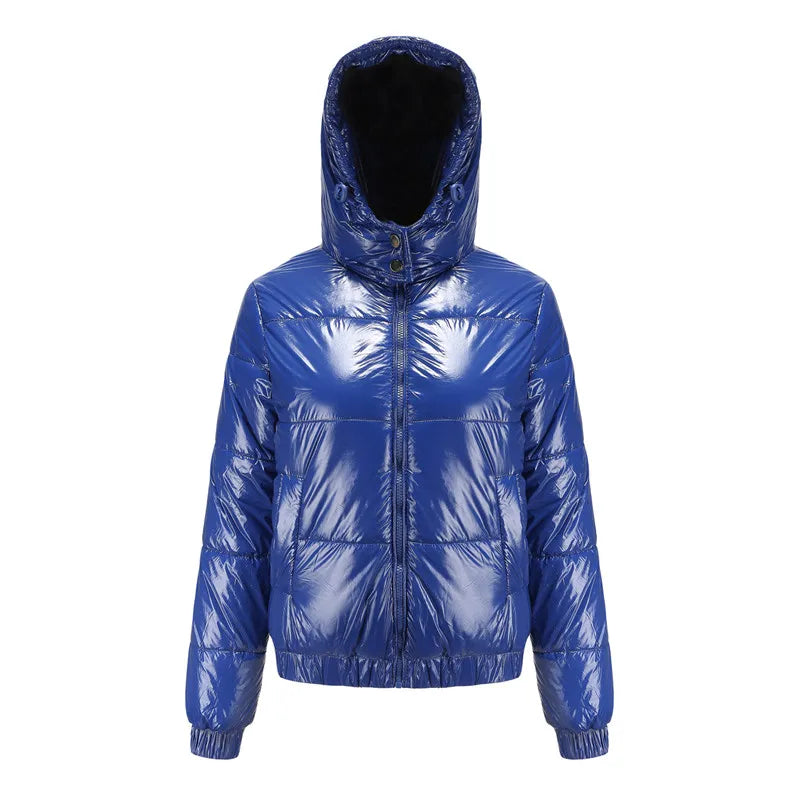 Drune | Metallische Winterjacke mit Kapuze für Frauen