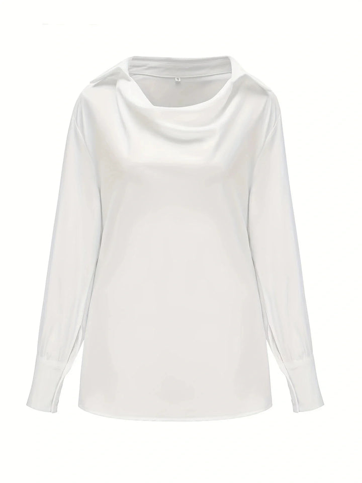 Drune | weiße Bluse mit Wasserfallkragen