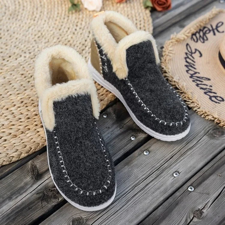 Drune | Stiefeletten Kunstfellfutter Filztextur Flache Sohle Lässige Passform