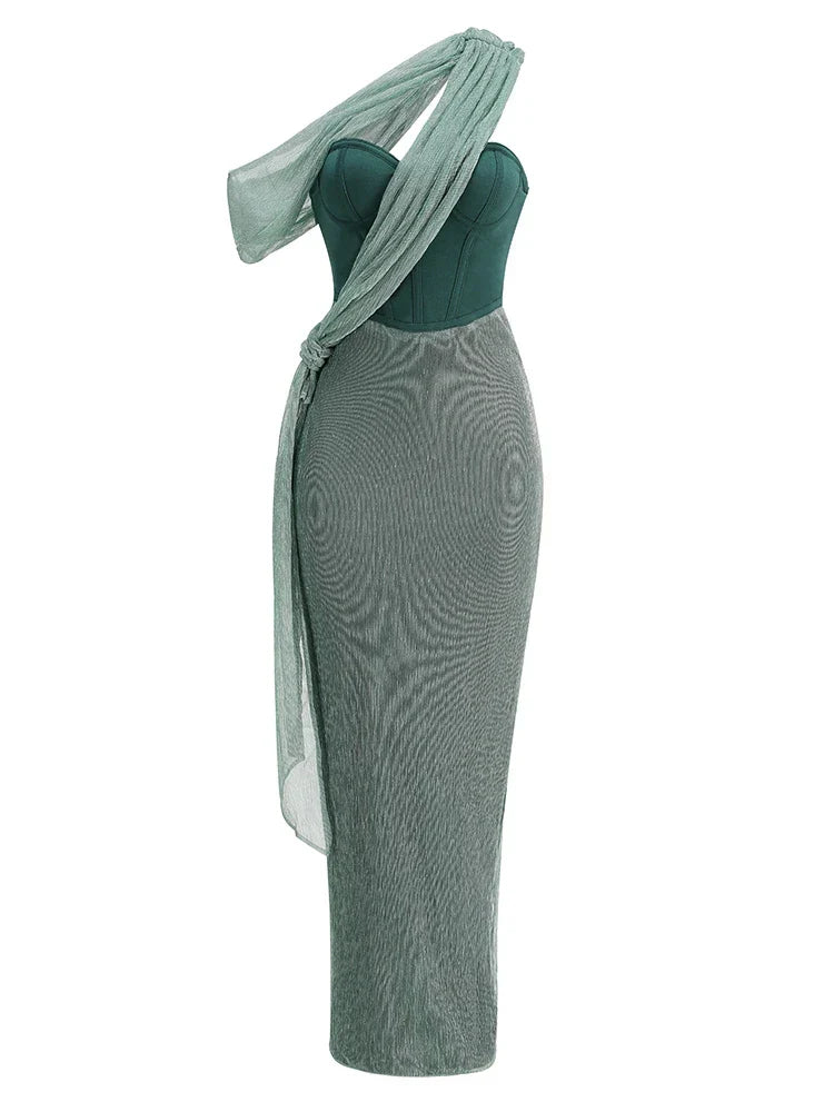 Drune | Glitzer Rückenfrei Abend Maxi Kleid