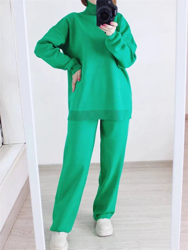 Drune | teilige Loungewear-Set - gestrickter Damenpullover und Hose