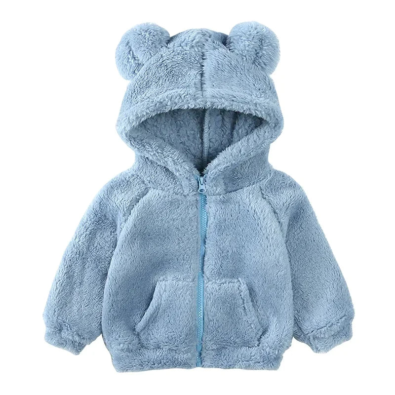 Drune Comfort Modische Bären-Kinderjacke aus dickem Samt