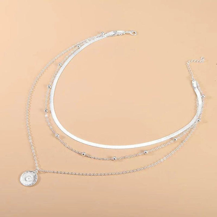 Drune | 925 Sterling Silver Drei Lagen Runde Halskette