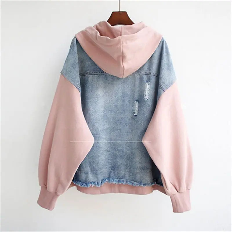 Drune | Denim-hoodie Jacke Hybrid Design Trendy und Lässig