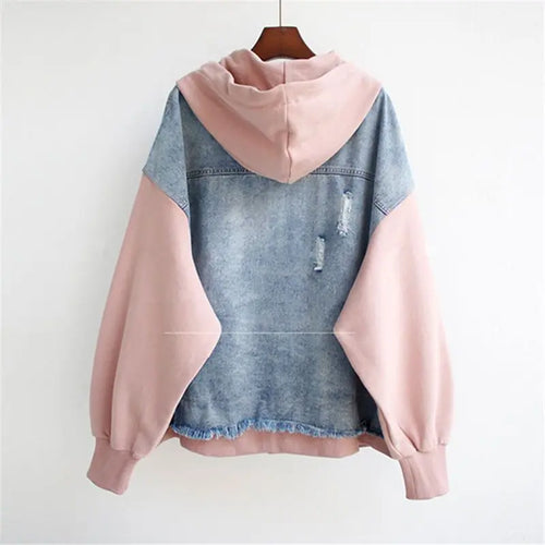 Drune | Denim-hoodie Jacke Hybrid Design Trendy und Lässig