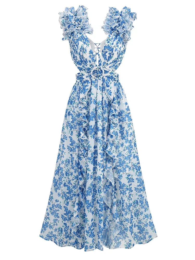 Drune | Cutout Rüsch Maxi Kleid