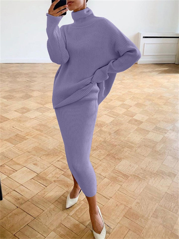Drune | Schickes Herbst Strick Zweiteiliges Slim Fit Set für Frauen