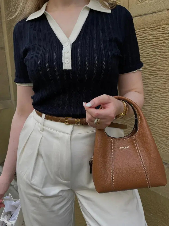 Drune | Stylish Strick Polo Shirt Mit Kragen in Slim Fit