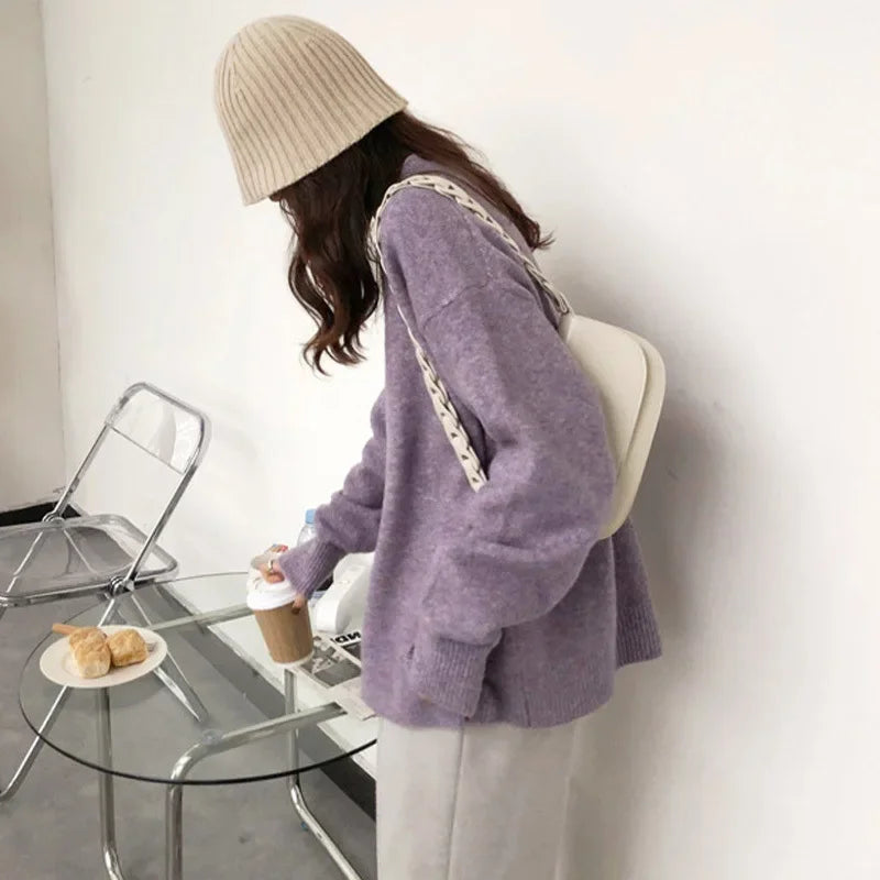 Drune | Oversize Strickpullover Retro-Look Freizeit Herbst Winter