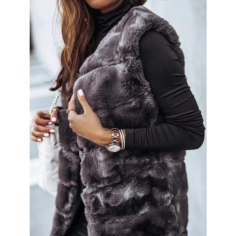 Drune | Stylisch Damen-Kuschelige Kunstfell-Weste