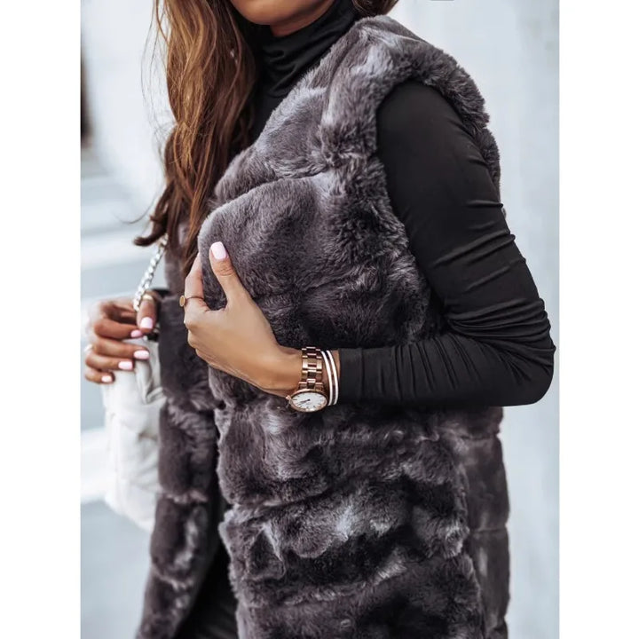 Drune | Stylisch Damen-Kuschelige Kunstfell-Weste