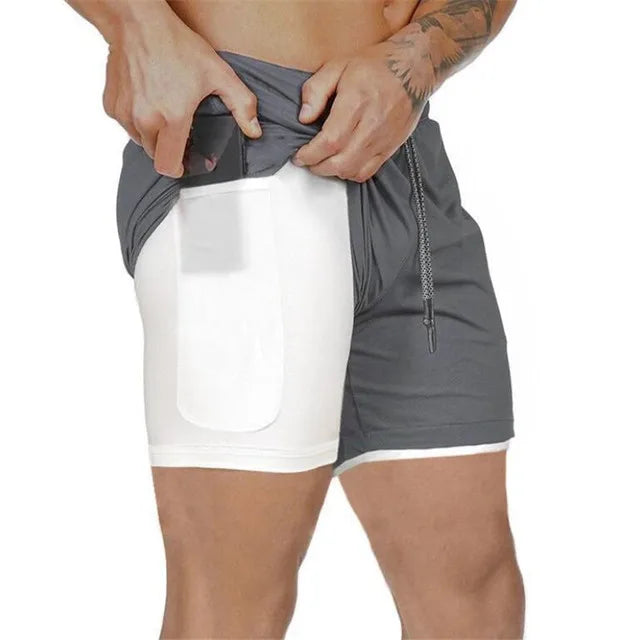 Drune | Herren 2 in 1 Laufshorts Schnelltrocknend Für Sport Und Training Selfico