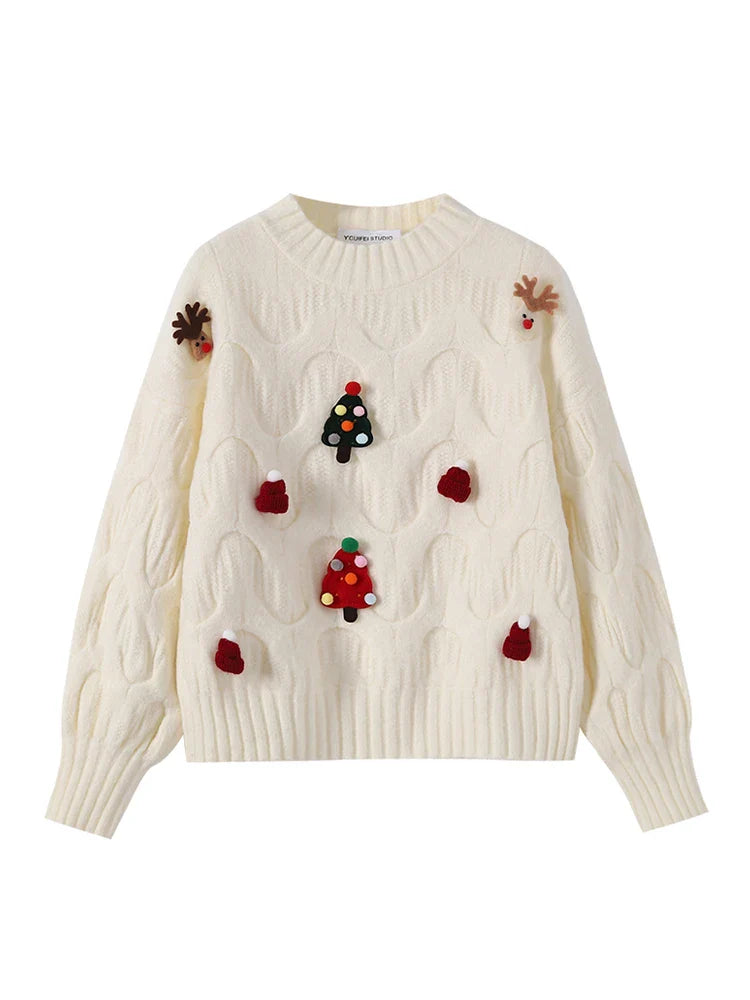 Drune - Hässlicher Weihnachtspulli - Damen Weihnachtspullover im Vintage-Stil
