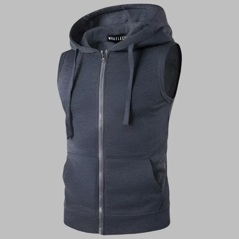 Drune | Ärmelloser Herrenpullover Mit Reißverschluss Und Kapuze