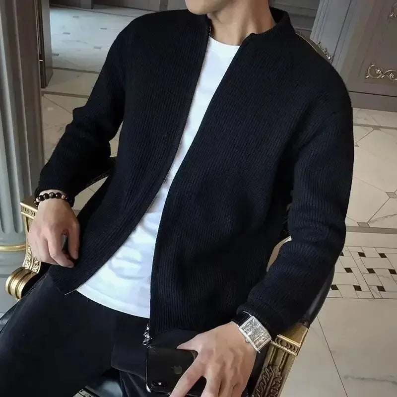 Drune | Einfarbige Strickjacke Für Herren
