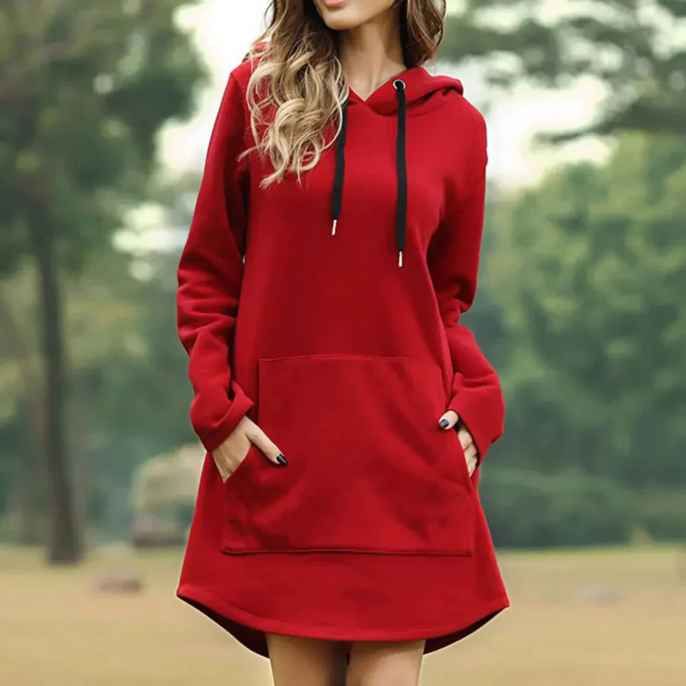 Drune | Damen Sweatkleid mit Kapuze und Tasche
