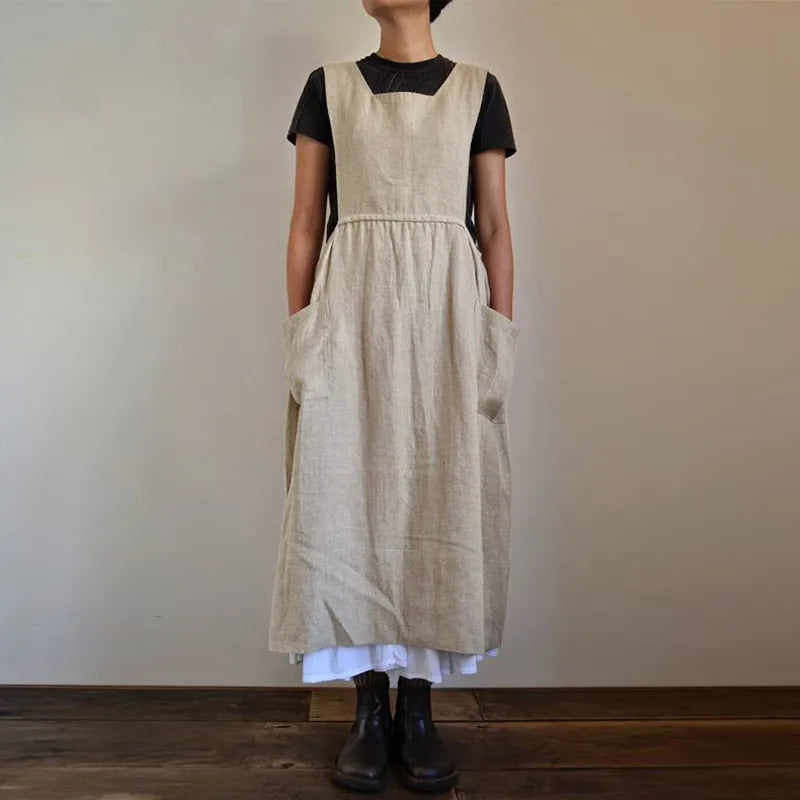 Drune | Schürzenkleid aus Leinen- und Baumwollmischung mit Taschen für Frauen Pensacola