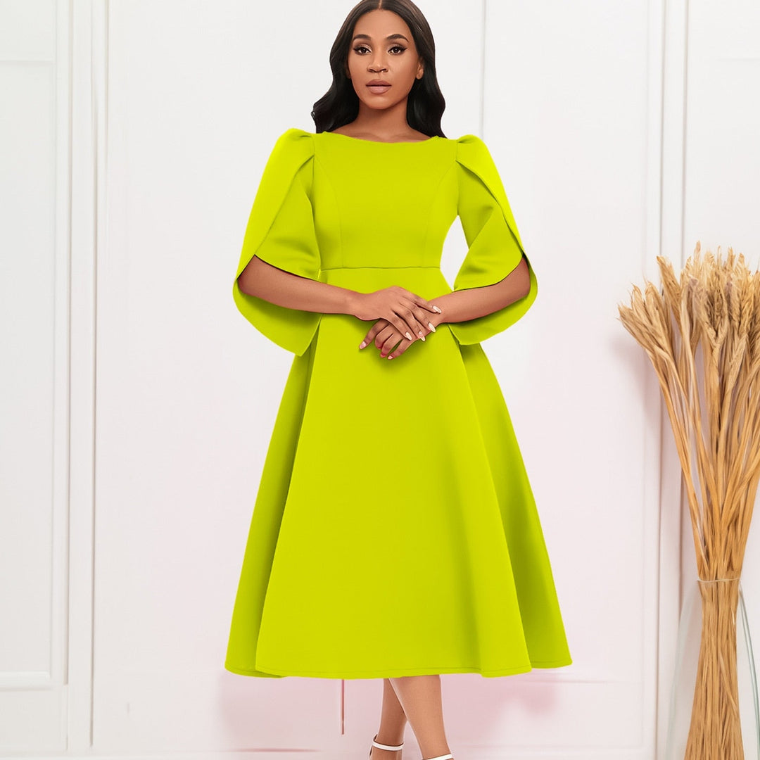 Drune - Elegantes grünes Rüschenkleid