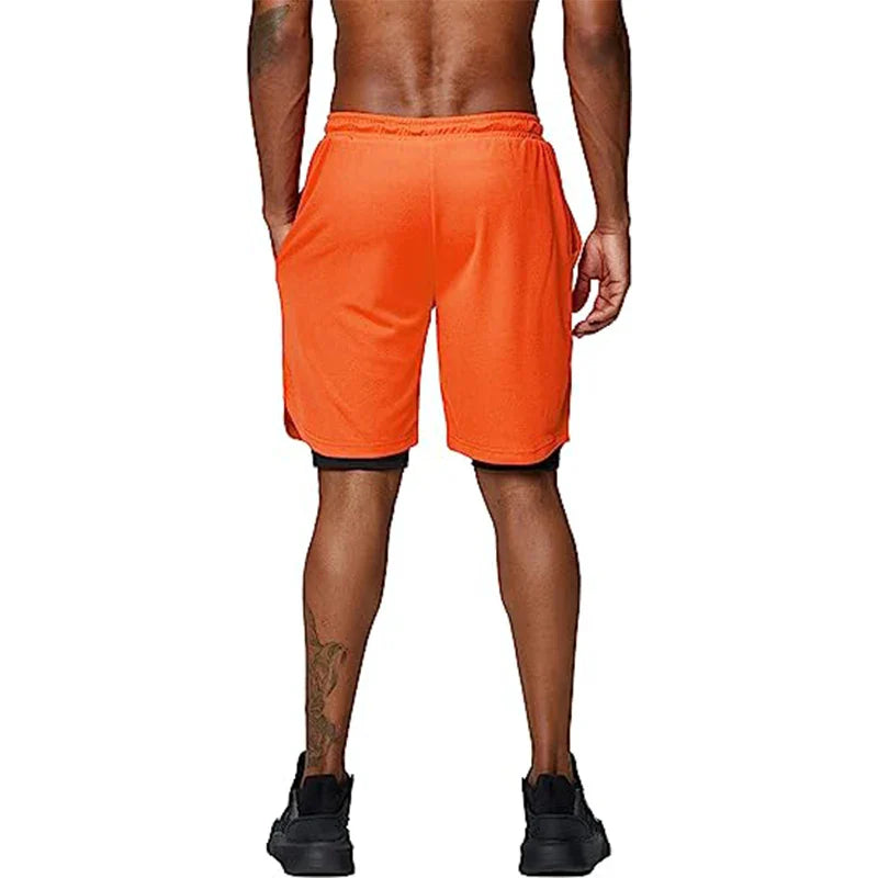 Drune | Herren 2 in 1 Laufshorts Schnelltrocknend Für Sport Und Training Selfico