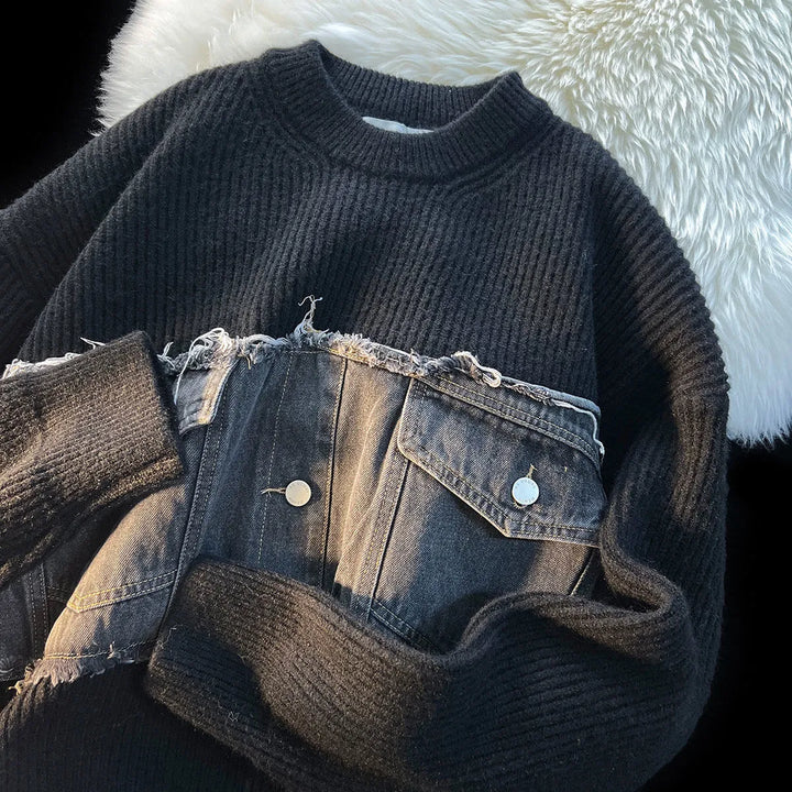 Drune | Denim Patchwork Pullover