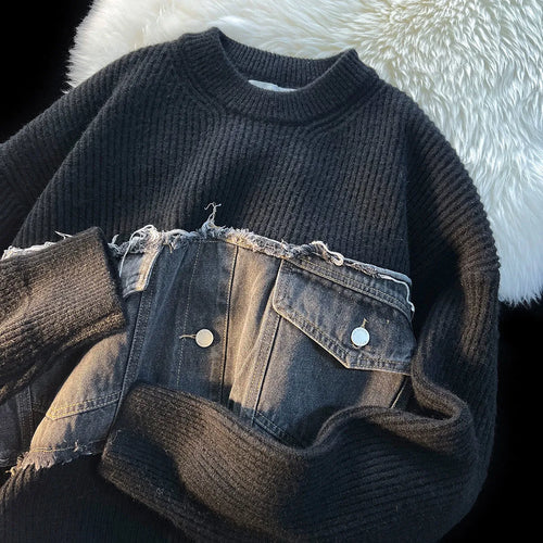 Drune | Denim Patchwork Pullover