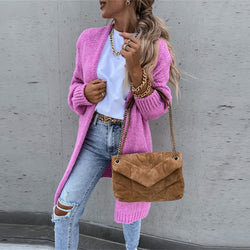 Drune | Casual Lang Gestrickte Jacke für Damen