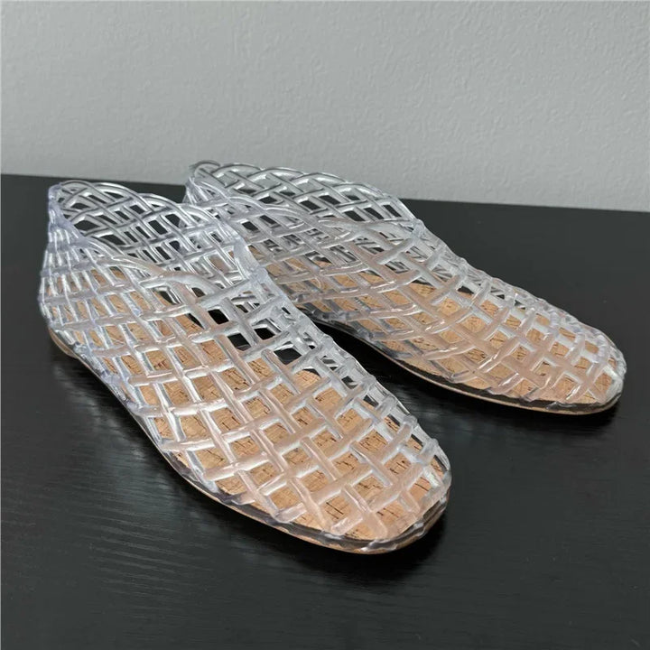 Drune | Sommer Jellies Schuhe Frauen Mode Transparent Mesh Hollow Out Strand Schuhe Damen Flache Sandalen Farbige Runde Zehen Jelly Sandalen