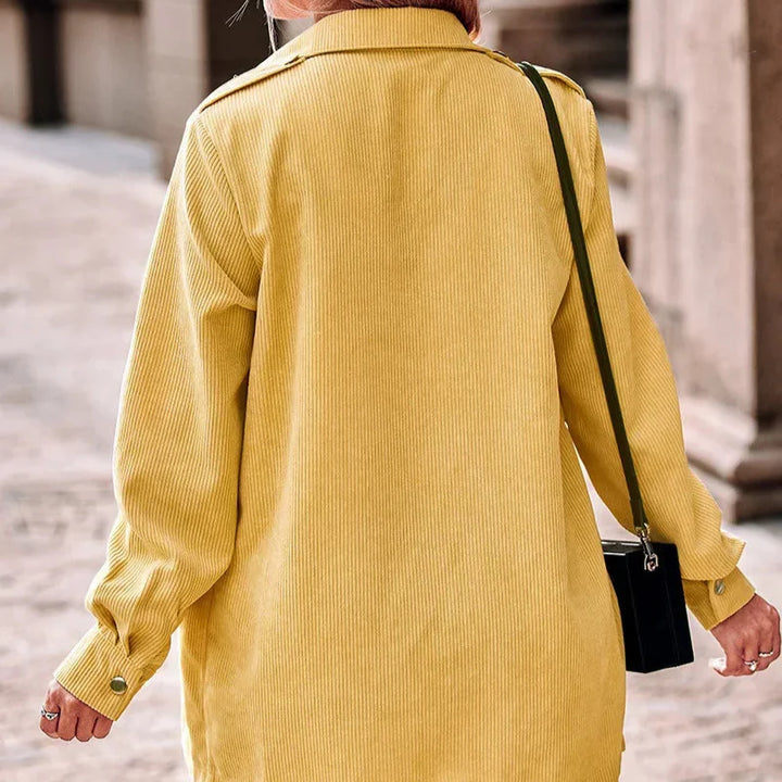 Drune | Damen Gelbe Cordjacke Stilvolle Jacke Klassischer Stil