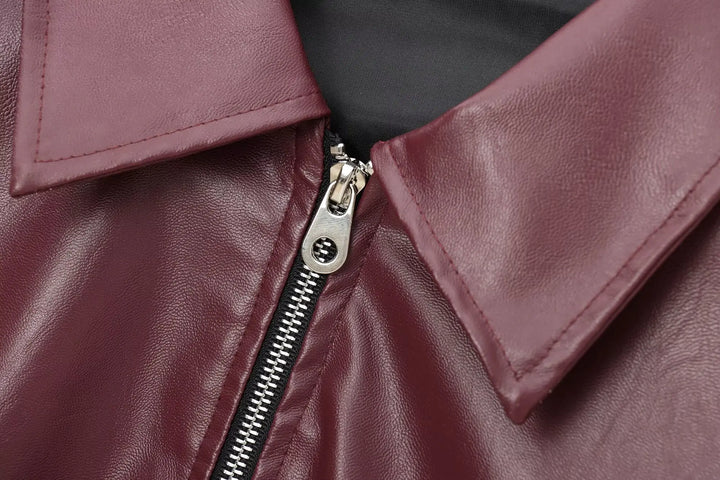 Drune | Lederjacke mit Reißverschluss Vorne und Klassischem Reverskragen