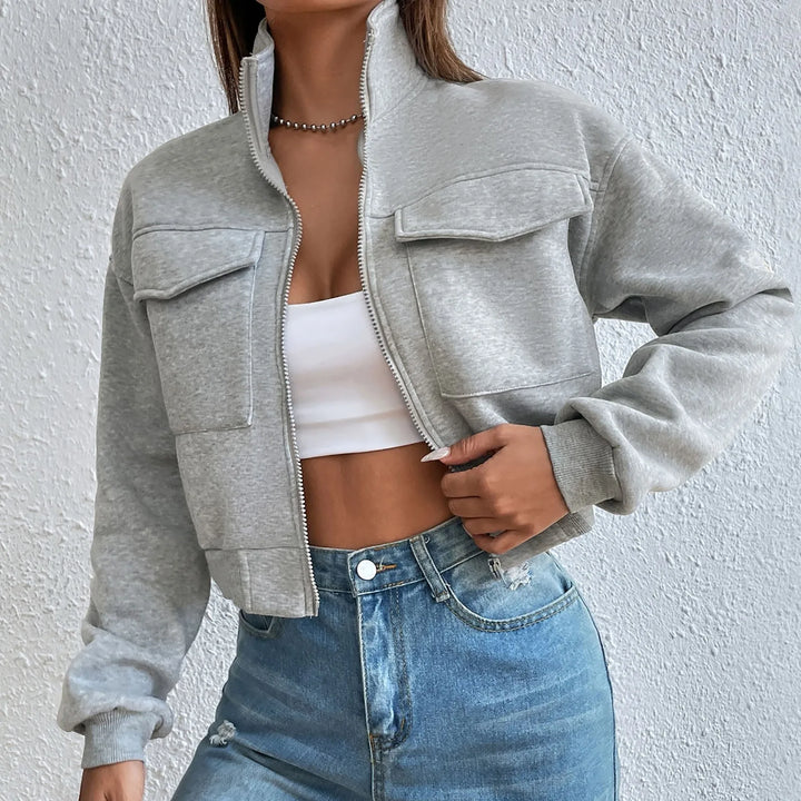 Drune | Stilvolles Zip up Crop Top