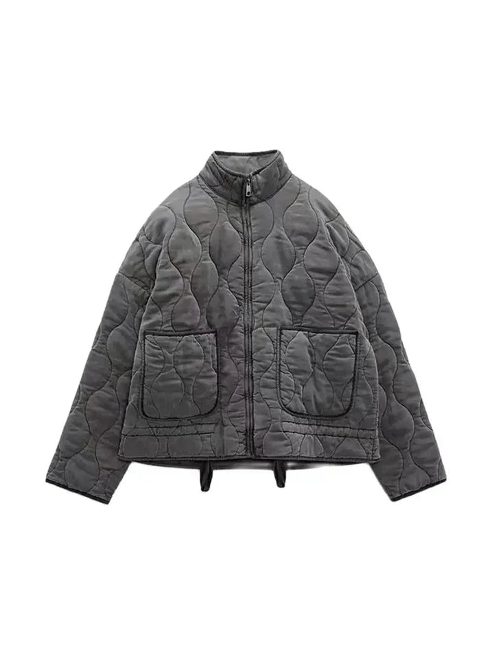 Drune | Gepolsterte Uni-Farbe Reißverschlussjacke